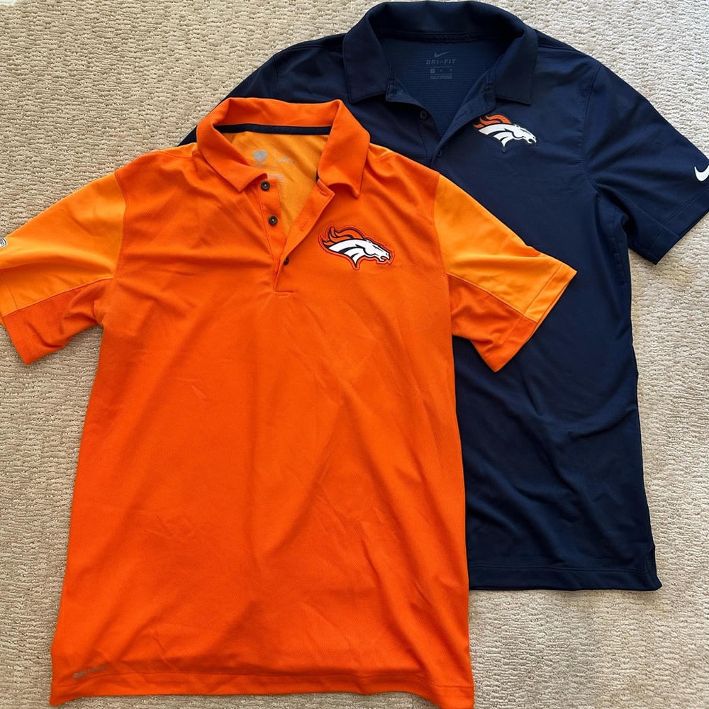 Nike Dri-FIT Golf Shirt, Denver Broncos - Two for One, Orange and Blue (Medium)